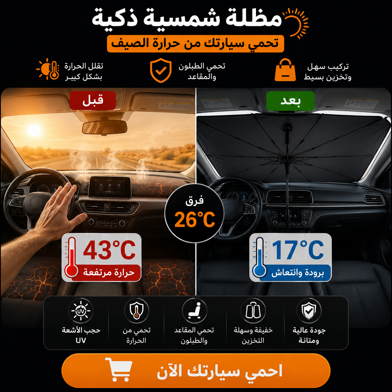 مظلة السيارة العاكسة للحرارة